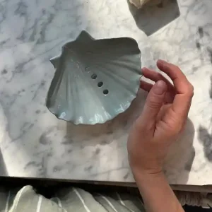 Ceramiczna Mydelniczka z Odpływem Muszelka Muszla Niebieska Darmowy zwrot