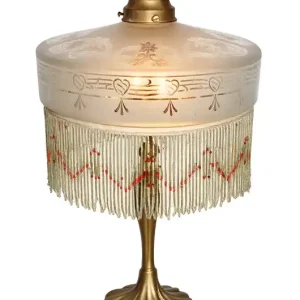 Oferta czasowa Lampa stołowa Art Deco, lata 50. Mosiądz i szkło Vintage 2x E27
