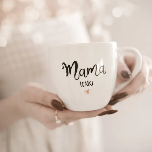 Najlepsza cena Kubek 300 ml - Mama + Imię ZŁOTE SERCE