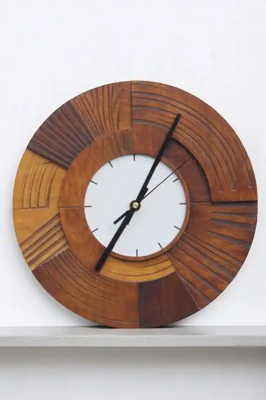 Promocja Zegar Drewniany ścienny - Duży 48cm - Cichy Mechanizm