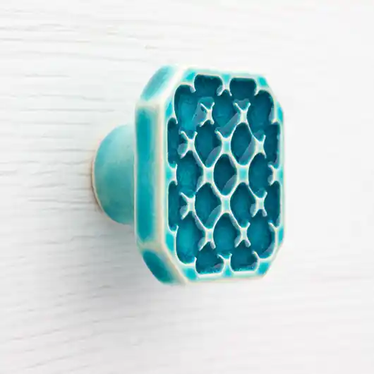 Ceramiczna gałka do mebli turkusowa, wz.8, ręcznie robiona Kup online
