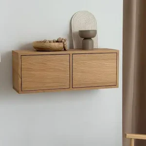 ZENNA - wąska wisząca konsola z forniru dębowego z szufladami 80x25x30 Tani