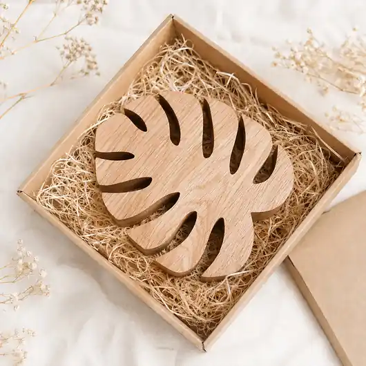 Niska cena Podstawka z drewna liść monstery, monstera