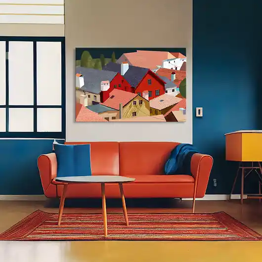OBRAZ NA PŁÓTNIE - Między Dachami 120x80cm Niska cena