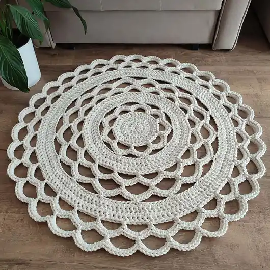Dywan szydełkowy okrągły ze sznurka bawełnianego 95cm Oferta