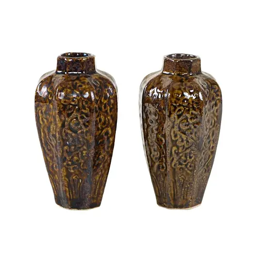 Zestaw brązowych wazonów ceramicznych, duński design, lata 60, Dania Rabat