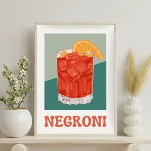 Plakat z drinkiem Negroni (green version) Rabat