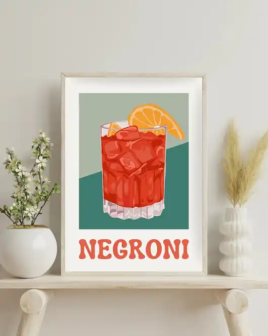 Plakat z drinkiem Negroni (green version) Rabat