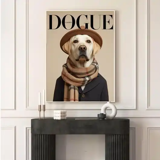 Hit cenowy PLAKAT DOGUE labrador, portret psa, okładka magazynu modowego