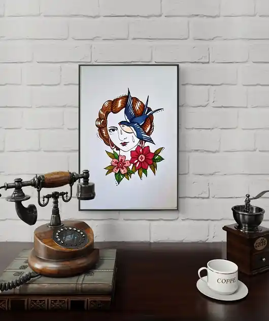 Zamów dziś Obrazek Dama z Jaskółką (ręcznie malowany)