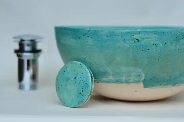 Umywalka ceramiczna nablatowa 30 cm Turkus B Szybka wysyłka