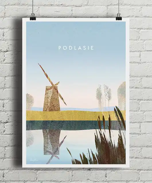Bestseller Plakat Podlasie - rozlewiska z wiatrakiem