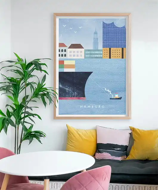 Rabat Plakat Hamburg - w porcie - fine art