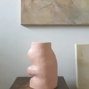 Super okazja Wazon rzeźba Fluxo różowy duży ceramika wys 20 cm