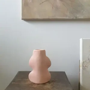 Wazon rzeźba Fluxo różowy mały ceramika wys 14 cm Nowy