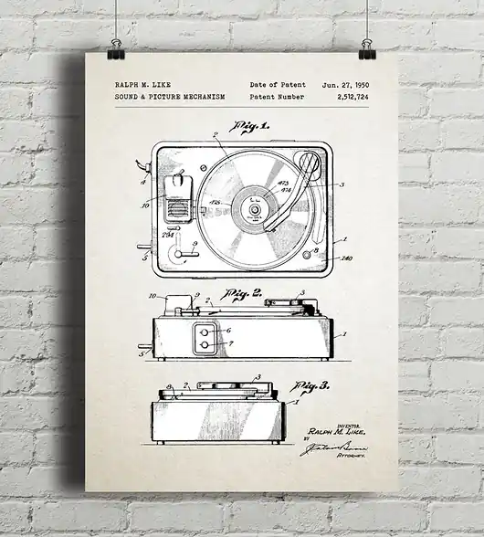 Oferta czasowa Gramofon - patent - plakat vintage