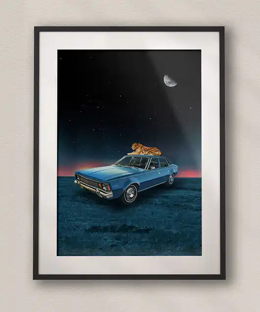 Plakat minimalistyczny Blue Monday - Kolaż Fine Art Bezpieczna płatność