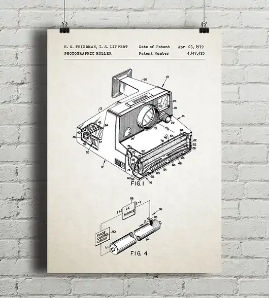 Polaroid - patent - plakat vintage Nowy