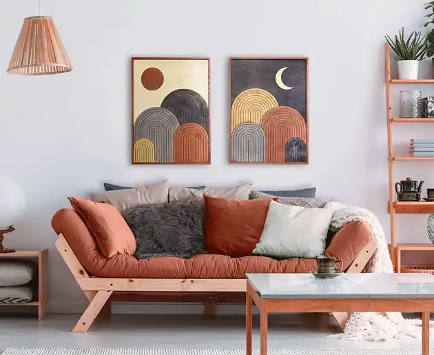 Dyptyk z drewna. Dwa obrazy w stylu boho. Słońce i księżyc. Dzień i noc. Bestseller
