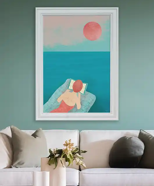 Nad morzem z książką - plakat fine art Ekspresowa dostawa