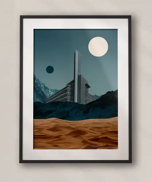 Plakat Blue City - Kolaż Fine Art Darmowy zwrot