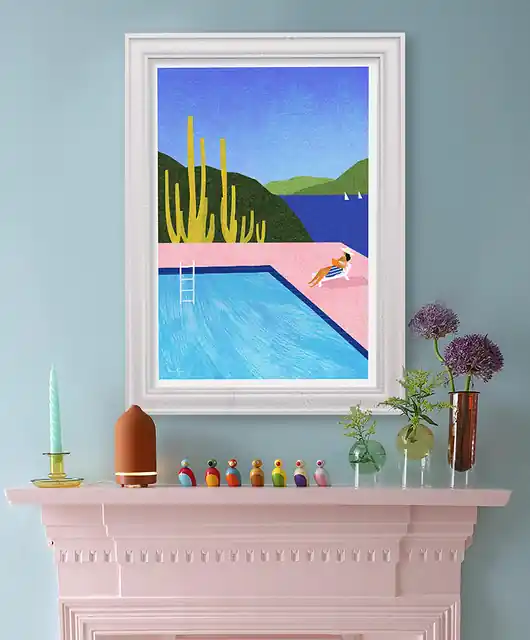 Niska cena Lato nad basenem - plakat fine art
