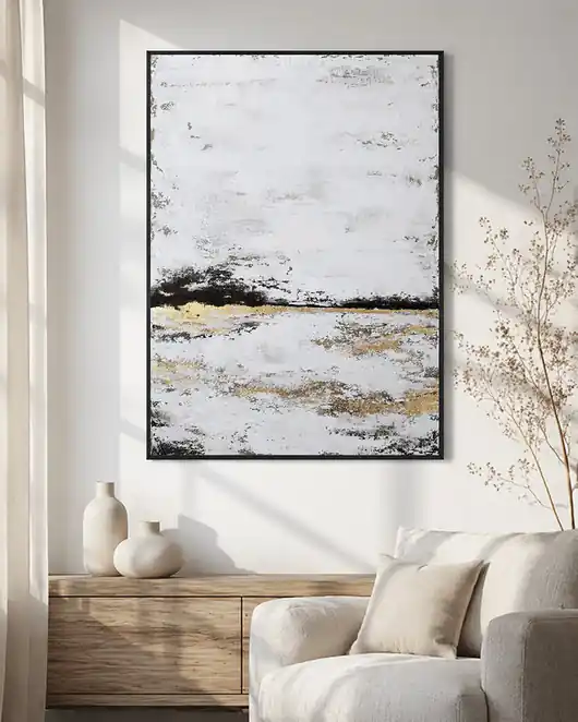 Najlepsza cena HORYZONT SPOKOJU II Abstrakcyjny obraz ze złotem, ręcznie malowany, 100x70 cm