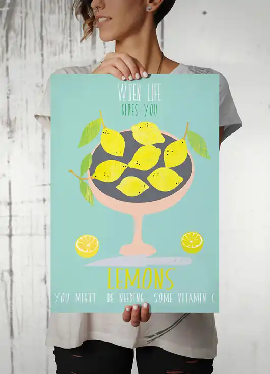 Obniżka ceny Cytryny - plakat kuchenny art giclee