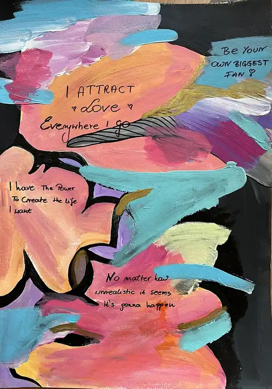 Oferta czasowa Ręcznie malowany plakat afirmacyjny I Attract Love