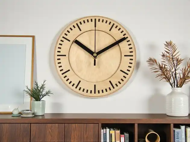 Wyjątkowa oferta Drewniany Zegar Ścienny Duży 48cm - Cichy Mechanizm