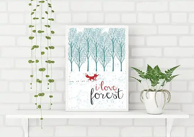 Bezpieczna płatność Plakat z domkiem i lisem, Dzień dobry