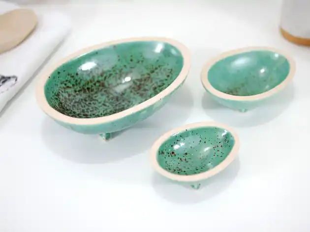 Popularny Zestaw 3 ceramicznych miseczek do serwowania - jajek, sosów, przypraw