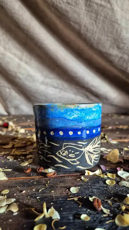 Kubek sgraffito morze, ryby, kubek oceaniczny, złota rybka Taniej