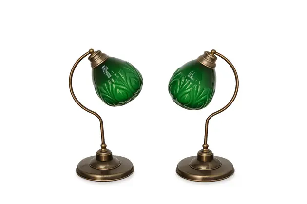 Tani Para lamp stołowych modern lata 80 mosiądz szkło E27 wys. 48 cm