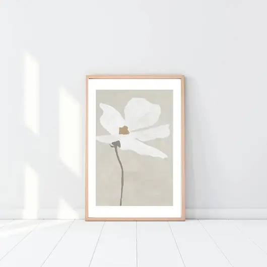 PLAKAT kwiat, dekoracja ścienna, szary obraz, minimalistyczna ozdoba Zamów dziś