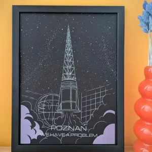 Oferta Ręcznie drukowany sitodruk "Poznań, we have a problem" 30x40cm