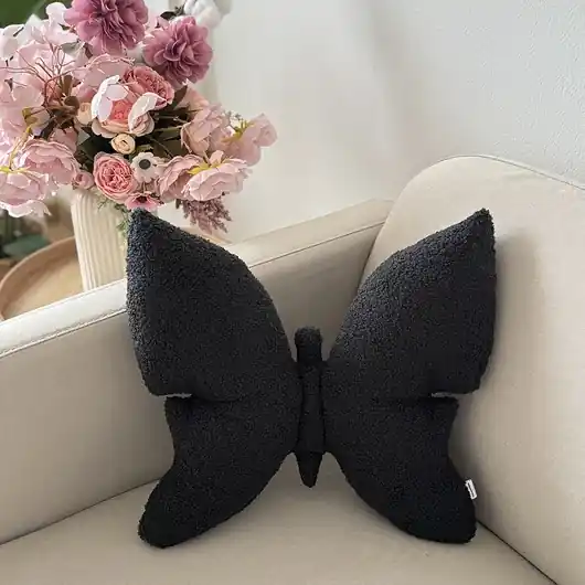Poduszka Dekoracyjna Motyl Czarna Boucle Nie przegap