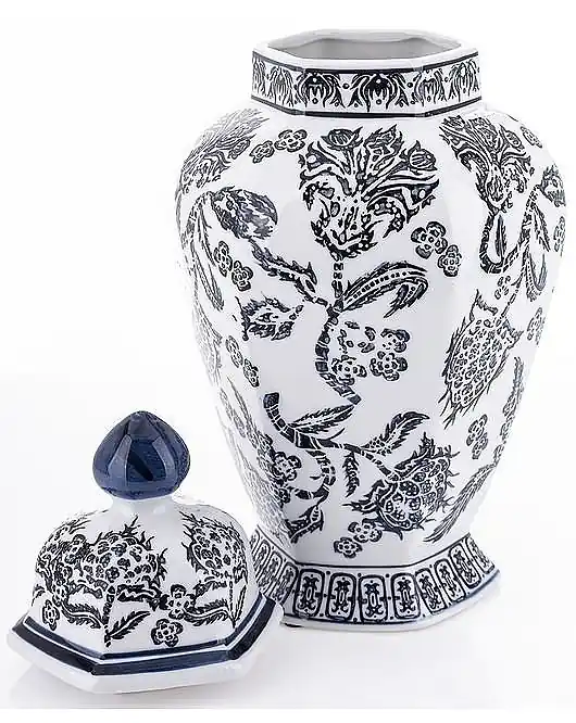 Tylko dziś Pojemnik Ceramiczny Amfora Ceramiczna Dark Blue White 38 cm