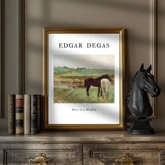 Dostępne od ręki PLAKAT Edgar Degas, sztuka ścienna, konie na łące obraz