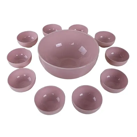 Obniżka ceny Komplet różowych misek ceramicznych, francuski design, lata 80, Francja