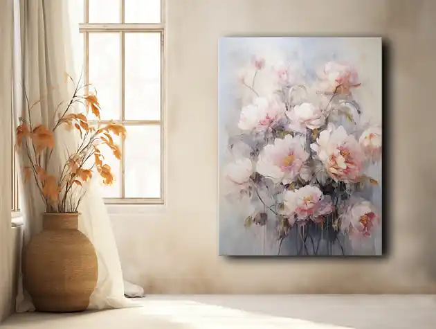 Sprawdź teraz Kwiaty peonie - Obraz na płótnie - Druk, Blejtrama - Akwarela, Boho 16