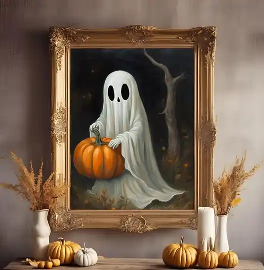 Premium PLAKAT dekoracja Halloween duch dyniami