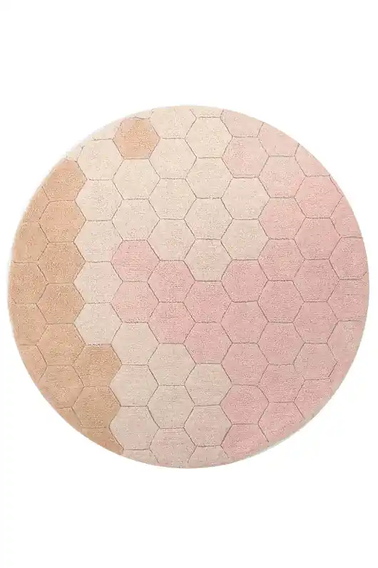 Szybka dostawa Dywan bawełnainy okrągły Ø 140, Round Honeycomb Rose, Lorena Canals