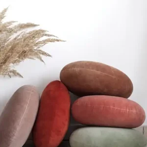 Okrągła poduszka welurowa boho w kolorach ziemi Wyjątkowa oferta