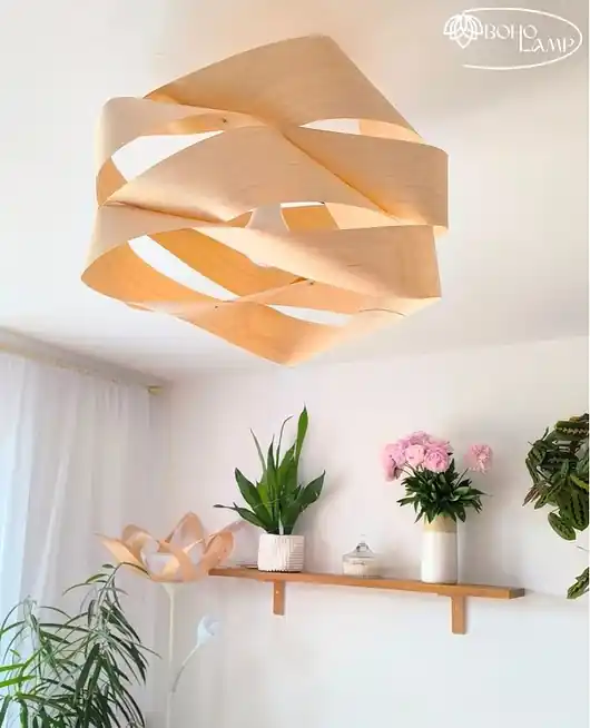 Oferta czasowa Falowana wisząca lampa z drewna AURORA M