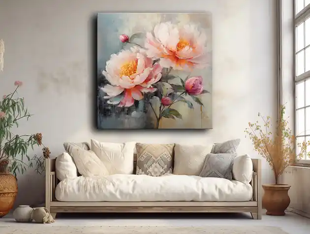 Niska cena Peonie - Plakat - Olej, Boho, Abstrakcja