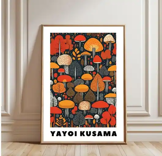 PLAKAT dekoracyjny , las Yayoi Kusama, abstrakcja kolorowa Bezpieczne zakupy