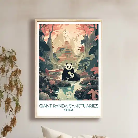 Oferta limitowana Chiny - Sanktuarium Pandy Wielkiej - Plakat, pamiątka dla podróżnika