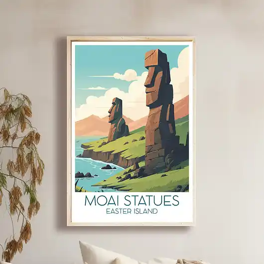 Wyspy Wielkanocne - Moai - Plakat, pamiątka dla podróżnika Super okazja