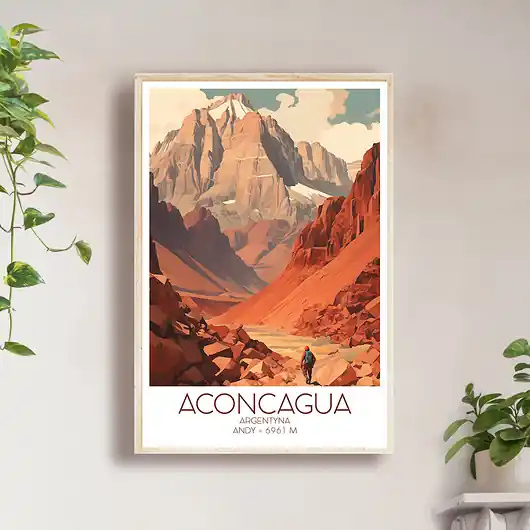 Nowość Argentyna - Aconcagua, Andy - Plakat, pamiątka dla podróżnika